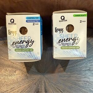 Leggs Sheer Energy Compression Pantyhose Bundle Q | 4 Pairs | New